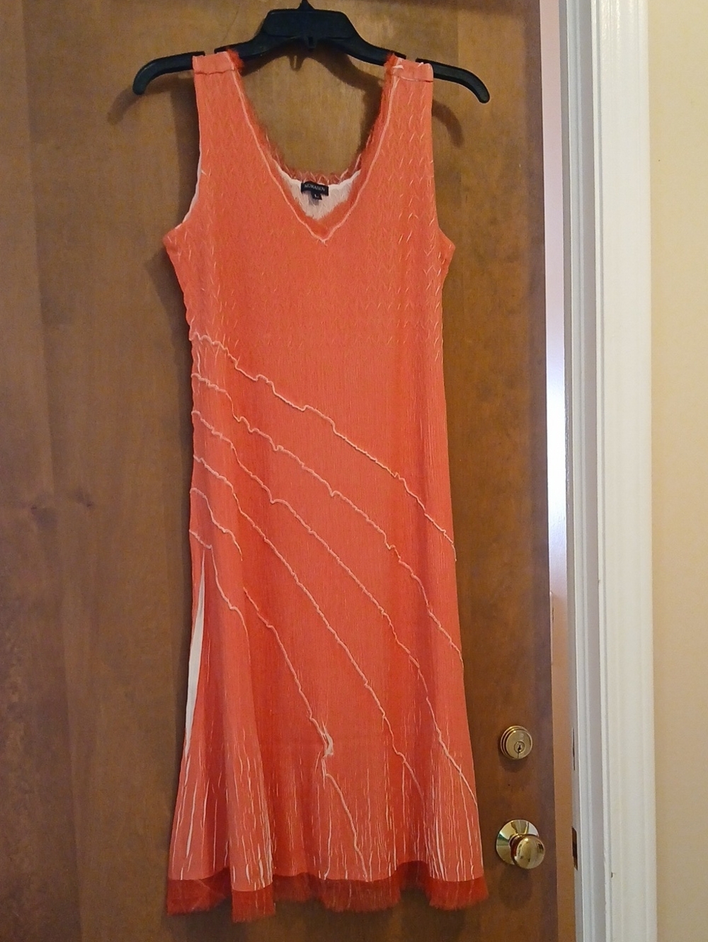 Y2K Fairycore Komarov Coral Crinkle Dress L